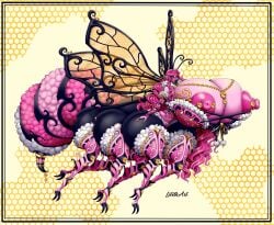 1girls 6_legs anthro bee bee_girl bimbo breasts female female_only furry huge_breasts hyper hyper_breasts insect_girl insects jewelry lilith_art long_fingernails long_hair looking_at_viewer multi_leg multi_limb multi_taur nipple_piercing nipples original original_character pink_hair solo stinger taur thick_lips thick_thighs thin_waist wide_hips wings