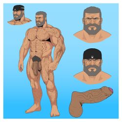 balls bara beard big_balls big_penis boner erection facial_hair flaccid gears_of_war hat male male_only marcus_fenix muscles muscular nude penis robertsilva2019 solo solo_male