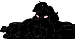 ambiguous_gender anthro big_breasts big_hair black_body black_fur black_hair breasts domestic_cat felid feline felis fur genitals gijinkmom hair hi_res huge_breasts huge_hair long_hair mammal nonbinary_(lore) pussy slim solo yellow_eyes