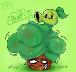 belly big_belly breaking cracking fat fat_fetish fetish flower-pot_(pvz) flower_pot obese peashooter_(pvz) plant plants_vs_zombies popcap_games pot stomach whybro101