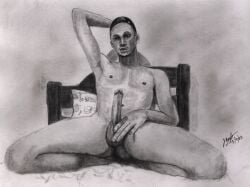 bed_buddy big_penis birthday_suit cock_out dick drawing fabiano_luiss hand_drawn handdrawn handdrawn_art male male_only monochrome naked naked_male nude nude_male pencil pencil_(artwork) pencil_sketch penis sketch sketches_by_adab solo
