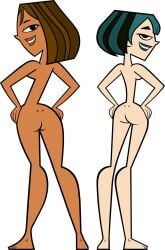 2girls accurate_art_style ass backboob codylake courtney_(tdi) dark-skinned_female dark_skin duo female female_only goth goth_girl gwen_(tdi) looking_at_viewer looking_back multiple_girls nude nude_female pale-skinned_female pale_skin rear_view tagme total_drama_(series) total_drama_island transparent_background