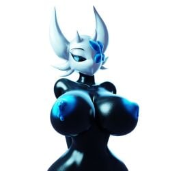 1girls 3d 3d_(artwork) big_breasts black_body blue_nipples female hollow_knight horns lampy_(artist-apprentice587) lampy_(azura_inalis) midriff naked nude