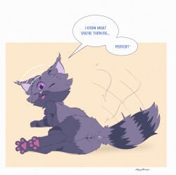 3_eyes absurd_res alice_(mewgenics) anatomically_correct anatomically_correct_anus anatomically_correct_genitalia anatomically_correct_vulva animal_genitalia animal_vulva anus blep dialogue domestic_cat english_text eyes_closed fajikiwi felid feline feline_anus feline_genitalia feline_vulva felis female feral genitals hi_res mammal mewgenics multi_eye pawpads solo talking_feral text tongue tongue_out vulva