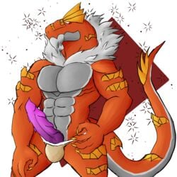 1boy anthro boner daikuhiroshiama erection male male_only muscular muscular_male nintendo penis pokémon_(species) pokemon pokemon_xy scalie solo solo_male tyrantrum video_games