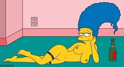 accurate_art_style breasts color female female_only front_view human indoors lying marge_simpson nipples nude on_side pat_kassab solo tagme the_simpsons