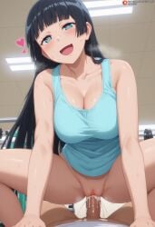 1boy 1girls ai_generated airiakane athletic_female bare_thighs big_breasts big_penis black_hair blue_eyes cowgirl_position cum cum_explosion cum_inside dumbbell_nan_kilo_moteru? female_pov heart-shaped_pupils horny_female huge_breasts huge_cock huge_thighs light-skinned_female light-skinned_male light_skin long_hair looking_down low-angle_view massive_breasts muscular_male nai_diffusion nude nude_male penis sex smiling soryuin_akemi squatting sweat sweatdrop tank_top thick_thighs thighhighs thighs vaginal_penetration veiny_penis voluptuous voluptuous_female