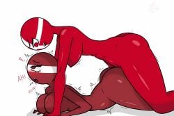 1futa 1girls abs ahe_gao all_fours areolae big_ass big_breasts breachka breasts countryhumans countryhumans_girl denmark_(countryhumans) female futa_on_female futanari hi_res humanoid latvia_(countryhumans) nipples nude on_stomach on_top open_mouth prone_bone red_body sex solo_focus thick_thighs