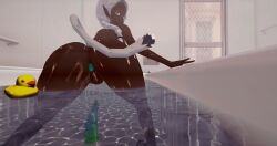 3d bathtub buttplug dark-skinned_female heartline22 koikatsu lucy_mia_dracoro neko silver_hair tentacle_dildo wet_body wet_pussy