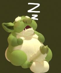 3d_(artwork) balls belly big_balls big_penis bodily_fluids digital_media_(artwork) drooling erection erogoblin feet foot_on_balls genitals gloves_(marking) goblin green_body hi_res humanoid leg_markings male markings nutpillow penis saliva sleeping_nude socks_(marking) solo spiked_penis spikes spikes_(anatomy) underbite white_belly