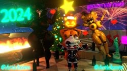 2024 2furry 2robots 3d articheems_(artist) christmas_tree crossover cryptiacurves dildo fexa fireworks five_nights_at_freddy's foxy_(cally3d) foxy_(fnaf) fredina's_nightclub golden_freddy_(fnaf) golden_fredina_(cally3d) karelia_(acerattman) marie_(cally3d) marionette_(fnaf) pumpfox_(cally3d) pumpkin_head puppet_(fnaf) star type_0 watermark