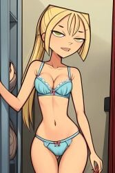 ai_generated bra bridgette_(tdi) curvy_body looking_at_viewer panties solo_female thighs total_drama_(series) total_drama_island white_female