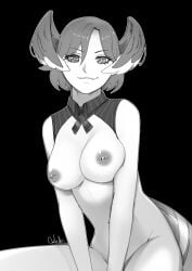 1girls anowlette areolae artist_name artist_signature big_breasts black_and_white breasts dragon_girl female female_only head_wings light-skinned_female light_skin monochrome nijisanji nijisanji_en nipple_piercing nipples pierced_nipples piercing piercings selen_tatsuki short_hair virtual_youtuber vtuber wings