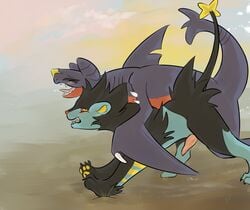 garchomp larvitar_(artist) luxray male_only nintendo pokemon pokemon_(species)