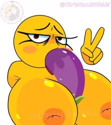 animated big_breasts blowjob blowjob_face blowjob_gesture blowjob_only breasts breasts_out christian2005am eggplant eggplant_emoji emoji emoji_(race) emoji_milf emoji_slut fellatio milf nipples oral penis_in_mouth sucking sucking_penis tagme tongue tongue_out tongue_out_blowjob video yellow_body