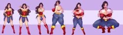 bimbofication bimbofication_sequence dc_comics female huge_ass huge_breasts lufidelis thick_thighs transformation transformation_sequence wide_hips wonder_woman wonder_woman_(series)