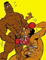 abs bent_penis black_hair boxing_gloves carl_carlson color cum cum_in_mouth cum_on_body cum_on_face cum_on_self cum_while_penetrated dark-skinned_male dark_skin drederick_tatum duo erect_nipples face_fucking facefuck fellatio flaccid_while_penetrated floppy_cock flying_sweatdrops forced_oral gay gay_domination hairy_armpits hairy_chest hand_on_head handsfree_ejaculation holding_chin holding_head human humanoid insertion looking_down looking_pleasured looking_up male male_only multiple_males multiple_penises muscles nude oral oral_cumshot oral_sex orgasm_face pecs penis penis_size_difference pleasure_face rape testicles the_simpsons victor_hodge yaoi