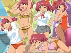 ;o adjusting_neckwear alternate_costume animal_ears arms_up bikini bored bow bowtie breasts buruma cleavage couch covered_navel detached_collar earrings fake_animal_ears fake_tail female female_focus food gym_uniform hair_ribbon hairu hand_on_own_hip happy head_rest highres hinata_natsumi jewelry keroro_gunsou legs leotard looking_at_viewer lying midriff mouth_hold navel on_side one_eye_closed open_mouth orange_leotard pantyhose playboy_bunny popsicle rabbit_ears rabbit_tail red_eyes red_hair red_neckwear red_ribbon ribbon school_uniform short_shorts shorts skirt skirt_grab small_breasts smile solo spread_legs standing stretching striped_bikini striped_clothes swimsuit tail thighs twintails two-tone_bikini two_side_up