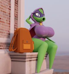 3d_(artwork) anthro ass big_breasts big_butt breasts cape clothing digital_media_(artwork) electronic_arts elemental_creature elemental_humanoid female flora_fauna freddypizza green_body green_shadow green_skin hi_res huge_breasts huge_butt humanoid leotard not_furry peashooter_(pvz) plant plant_hair plants_vs._zombies plants_vs._zombies_heroes popcap_games pseudo_hair purple_cape purple_clothing purple_leotard solo thick_thighs yellow_sclera