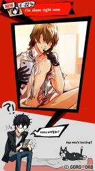 2boys akira_kurusu atlus gay goro_akechi male_only persona persona_5 ren_amamiya texting yaoi