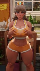 1girls 3d ass athletic athletic_female big_ass big_breasts bimbo blue_eyes bottom_heavy breasts brown_hair bust busty chest cleavage clothing curvaceous curvy curvy_figure eyebrows eyelashes eyes female female_focus female_only fit fit_female hair hips hourglass_figure huge_ass huge_breasts human indoors large_ass large_breasts legalshotax3 legs light-skinned_female light_skin lips mario_(series) mature mature_female midriff nintendo nishikt orange_shorts princess princess_daisy royalty slim slim_waist solo standing thick thick_hips thick_legs thick_thighs thighs top_heavy top_heavy_breasts upper_body voluptuous voluptuous_female waist wide_hips window