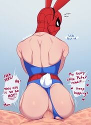 2boys anal anal_sex annoyed annoyed_expression bunny_ears bunnysuit crossdressing deadpool gay gay_sex male male/male male_only manly_crossdresser marvel mask masked masked_male penis penis_in_ass peter_parker pov spider-man spider-man_(series) tagme wade_wilson wetwasabi yaoi