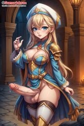 ai_generated big_penis blonde_hair blue_eyes futa_only futanari gamarjobson goblin_slayer penis priestess_(goblin_slayer) testicles