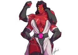 4_arms 4_eyes abs alien_girl ben_10 chaquetrix female fourarms large_breasts multi_arm multi_eye multi_limb muscular_female red_skin tetramand white_dress