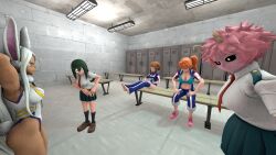 3d 3d_(artwork) ashido_mina ass asui_tsuyu bra breasts breasts_out brown_eyes brown_hair bunny_ears feet feet_up female female_only green_hair itsuka_kendou jirou_kyouka kendou_itsuka kyoka_jiro laarian locker_room mina_ashido miruko multiple_girls my_hero_academia nude_female ochako_uraraka orange_hair pink_hair purple_hair red_hair rumi_usagiyama school_uniform schoolgirl sfm source_filmmaker suit tsuyu_asui uniform uraraka_ochako usagiyama_rumi white_hair