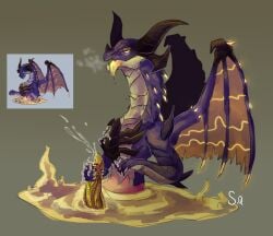 anthro bodily_fluids cum cum_on_self cumshot dragon dragonvale drooling ejaculation erection genital_fluids genitals handjob hi_res hyperion_dragon male masturbation penile penis saliva sapphire_kirin sex solo tongue tongue_out