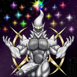 absurd_res anthro arceus bara big_penis bodily_fluids genital_fluids genitals hi_res legendary_pokémon male male_only musclegut muscular muscular_anthro muscular_male nintendo penis pokémon_(species) pokemon precum ryuni solo vein veiny_penis video_games