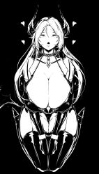 1girls 2024 2d 2d_(artwork) ahe_gao aruiu big_breasts big_thighs black_and_white breasts cleavage collar collarbone elf_ears female female female_focus female_only handcuffed handcuffs heart heart hearts_around_head hi_res highres hips horns large_breasts large_thighs long_ears long_hair milf necklace on_knees open_mouth original original_character solo solo_female solo_focus stockings succubus succubus_horns thick_thighs thighhighs thighs wide_hips