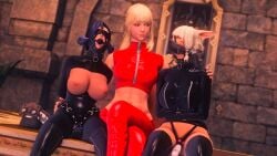 3d 4girls angry armbinder au_ra ball_gag blindfold bondage boxbinder captured collar dildo dildo_harness dildo_in_pussy final_fantasy final_fantasy_xiv gag harness_ball_gag hyur kisa_kha latex lyse_hext miqo'te muscular_female muzzle_(object) muzzle_gag straitjacket vacuum_bed vibrator xaela y'shtola