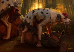 absurd_res australian_shepherd canid canine canis domestic_dog duo female female/female feral fokker_(artist) herding_dog hi_res malinois_dog mammal pastoral_dog sheepdog