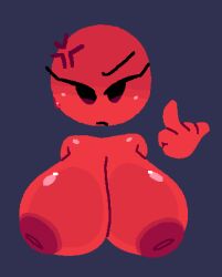 1girls angor angry angry_emoji angry_face angry_symbol big_boobs big_breasts big_tits boobs breasts breasts_out emoji emoji_(race) floating_hands floating_head jjoyplus middle_finger no_outlines red_body red_skin sweatdrop tits