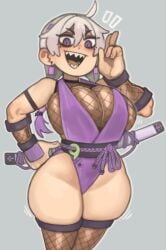 1girls breasts female hi_res hips huge_breasts kelvin_hiu kunoichi large_breasts light-skinned_female light_skin naughty_face ninja original original_character purple_eyes revealing_clothes shortstack thick_thighs thighs violet_(kelvin_hiu) white_hair wide_hips