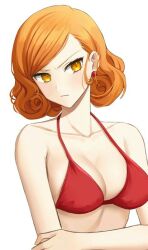 adult big_breasts bra breasts danganronpa danganronpa_another fanganronpa frown looking_at_viewer mekaru_rei milf orange_hair sdra2 short_hair smooth_skin super_danganronpa_another_2 yellow_eyes