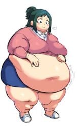 1girls 2021 absurd_res bbw belly belly_overhang big_breasts breasts fapolantern fat female female_focus green_eyes green_hair hips huge_belly inko_midoriya looking_down matching_hair/eyes milf my_hero_academia navel obese obese_female overweight overweight_female plump solo solo_female solo_focus thick_thighs thighs wide_hips