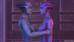 2girls 3d 3d_model alien alien_girl alien_humanoid alien_look_like_human alien_only asari bioware completely_naked completely_naked_female completely_nude completely_nude_female crystal_farron electronic_arts female female_only holding hypnosis hypnotizing liara_t'soni mass_effect medium_breasts nude nude_female raptor4d4 yuri