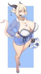 1girls 2024 2d 2d_(artwork) anthro anthro_only beige_fur beige_skin big_breasts big_thighs blue_clothing blue_eyes blue_skirt breasts busty celinia_(cervina7) cervina7_(artist) choker cleavage curved_horns dragon female female_focus female_only furry furry_female furry_only hand_fan hi_res highres hips horns hourglass_figure huge_breasts large_breasts mammal necklace original original_character see-through see-through_clothing short_skirt skirt smile smiling solo solo_focus standing tail thick_thighs thighs voluptuous wide_hips year_of_the_dragon