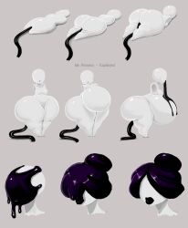 armless ass ass_expansion ass_inflation belly big_ass big_belly big_breasts big_lips_no_eyes cheek_bulge faceless faceless_character flatworm huge_ass inflation ink no_arms susfishous thick_thighs what white_body