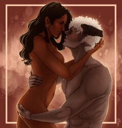 1boy 1boy1girl 1girls bioware black_hair completely_naked completely_naked_female completely_naked_male completely_nude completely_nude_female completely_nude_male couple curly_hair dark-skinned_female dark_skin dragon_age dragon_age_inquisition electronic_arts embracing_each_other female grey_skin holding_butt horns human inquisitor inquisitor_(dragon_age) inquisitor_adaar josephine_montilyet male qunari romantic romantic_couple romantic_sex sex white_hair