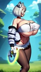 1girls adapted_costume ai_generated ai_video animated animated_image arched_back areola areolae bare_shoulders bimbo bimbo_body bimbo_lips bimbofication blue_sky breasts breasts_bigger_than_head cameltoe cat_ears catgirl choker cleavage cliff cloud collarbone confident curvaceous curvy curvy_figure eyeshadow female gigantic_breasts gold_eyes grass grass_field huge_ass huge_breasts jacket jacket_off_shoulders knee_boots legs_apart lipstick long_sleeves makeup massive_breasts microskirt mio_(xenoblade) navel nipple_bulge no_sound novelai off_shoulder outdoors pantyhose shiny_skin shorter_than_10_seconds skirt smile smirk smirking smirking_at_viewer solo solo_female spinning tagme taut_clothes tgm101_(artist) thick_lips thick_thighs thin_waist thong tubetop underboob video voluptuous voluptuous_female white_hair wide_hips xenoblade_(series) xenoblade_chronicles_3 yellow_eyes