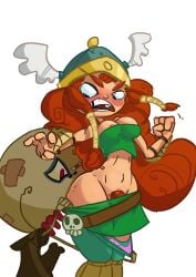 1boy 1girls barbara_(rayman) breasts cleavage freckles goooop midriff missing_tooth nipples pubic_hair rayman_(series) rayman_legends thighs