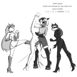 1boy 3girls 3girls1boy adora ballbusting batman_(series) black_and_white bodysuit boots catsuit catwoman cbt celera_prime cock_and_ball_torture dc dc_comics dcau demon demon_girl demon_horns demon_tail demoness dominatrix english english_text femdom femdom_caption high_heel_boots high_heels multiple_girls selina_kyle she-ra she-ra_and_the_princesses_of_power she-ra_princess_of_power straight tied_hands tied_legs tied_up