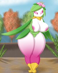 1girls anthro areolae big_breasts breasts dannyiac female flora_fauna flower game_freak green_hair hair_ornament hips hisuian_lilligant large_breasts leaf leaf_hair lilligant nintendo pink_eyes pink_nipples plant plant_girl plant_hair plant_humanoid pokémon_(species) pokemon pokemon_legends:_arceus regional_form_(pokémon) short_hair solo thick_thighs voluptuous