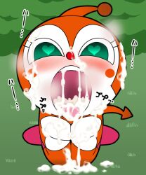 alien alien_humanoid anpanman cum cum_in_mouth dokin-chan female germ_(anpanman) germ_(organism) humanoid japanese_text male male/female not_furry orange_body solo tomato_(tentative) weird white_skin