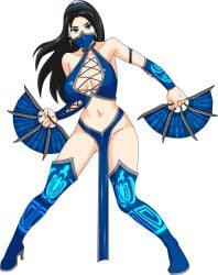 1girls alluring alpha_channel big_breasts black_hair brown_eyes cleavage fan_(weapon) fans_(weapon) female for_sticker_use kitana luffysan9 midway_games mortal_kombat mortal_kombat:_deception mortal_kombat_4 mortal_kombat_armageddon mortal_kombat_deadly_alliance mortal_kombat_ii no_background png sticker_template transparent_background transparent_png ultimate_mortal_kombat_3