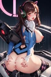 after_sex ahe_gao ai_generated areola ass big_ass big_breasts blonde_hair blush breasts cum cum_in_pussy cum_inside cumshot d.va erect_nipples i_love_you looking_at_viewer naked nipples open_mouth overwatch pussy spread_ass