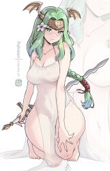 1girls 2024 absurdres alternate_costume artist_name blush breasts chascoby female female_only fire_emblem fire_emblem:_three_houses flower green_eyes green_hair hair_flower hair_ornament highres large_breasts long_hair looking_at_viewer navel nintendo nipples nipples_visible_through_clothing rhea_(fire_emblem) see-through_clothing seiros_(fire_emblem) solo sword watermark wings